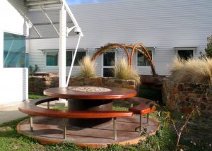 Forensic Science Lab Outside Table Curved Wood Creations Tasmania