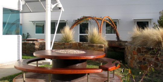 Forensic Science Lab Outside Table Curved Wood Creations Tasmania